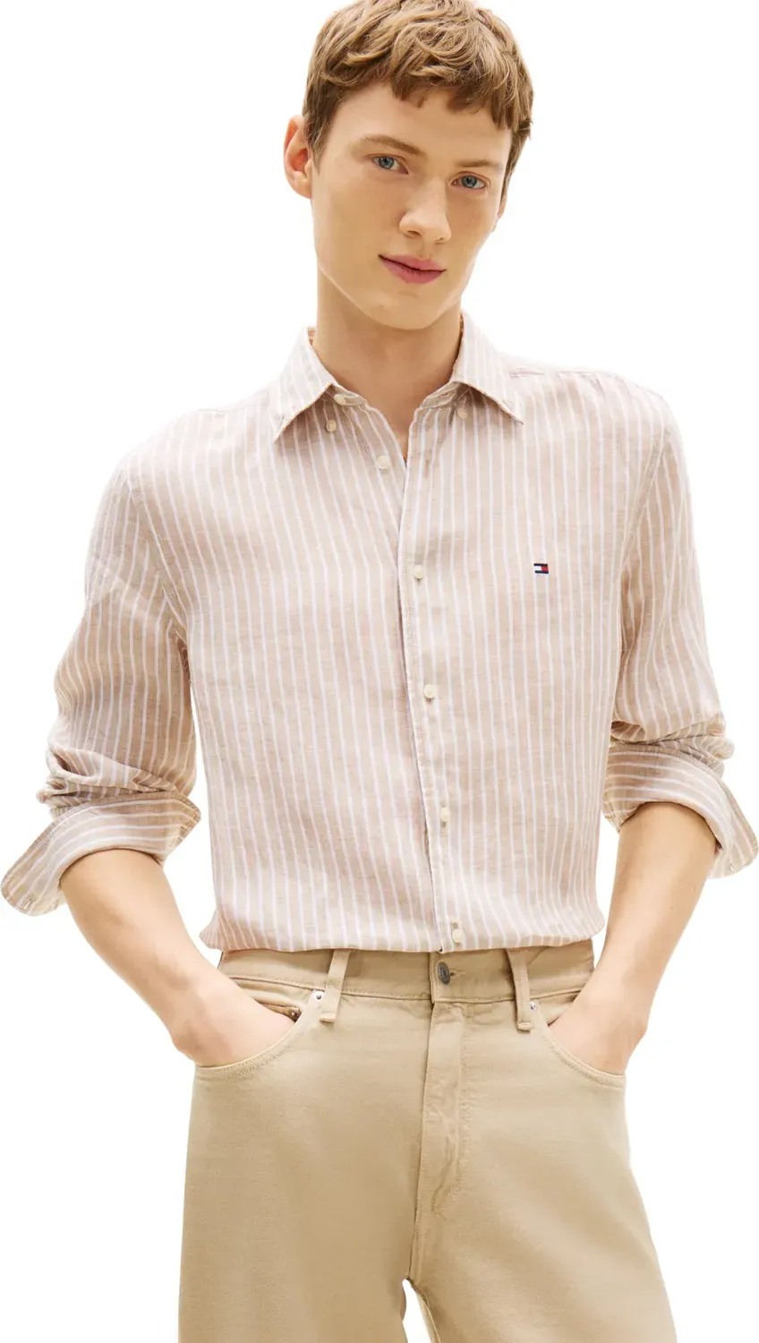 Tommy Hilfiger Linen Bengal Stripe MW0MW42400 camicia lino uomo blu