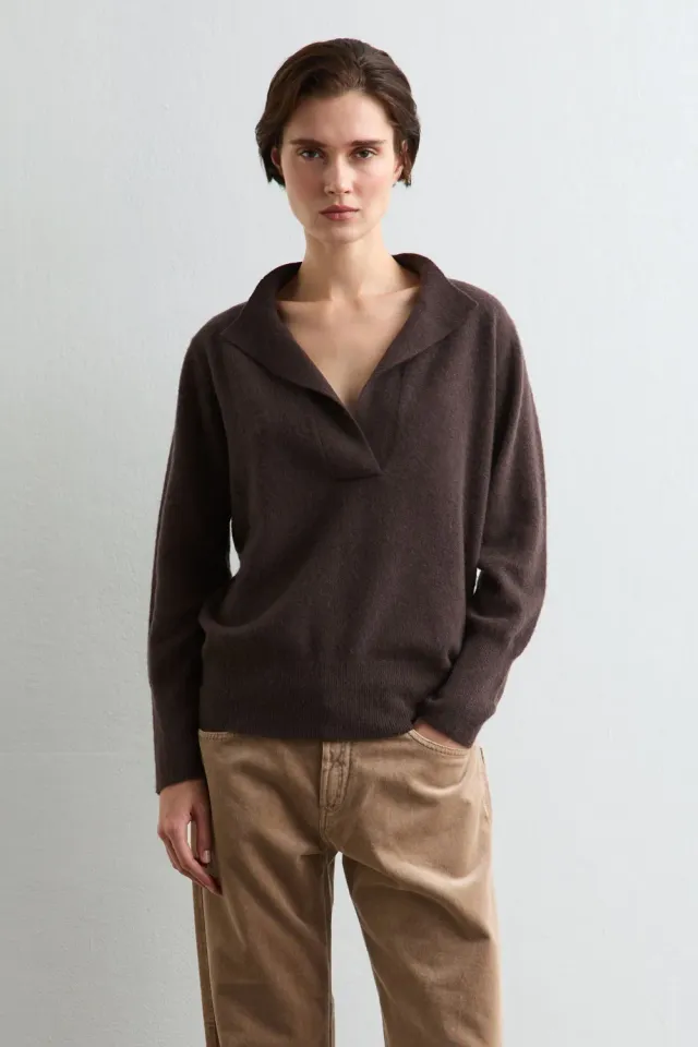 Massimo Alba Lucy polo cashmere chicory coffee boxy