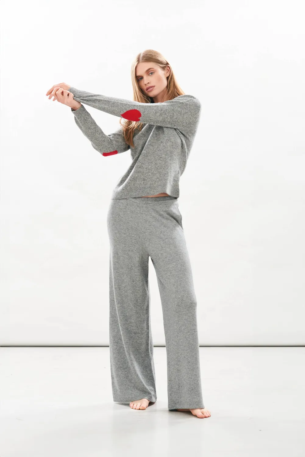 Jumper 1234 Heart Patch maglione cashmere grigio rosso