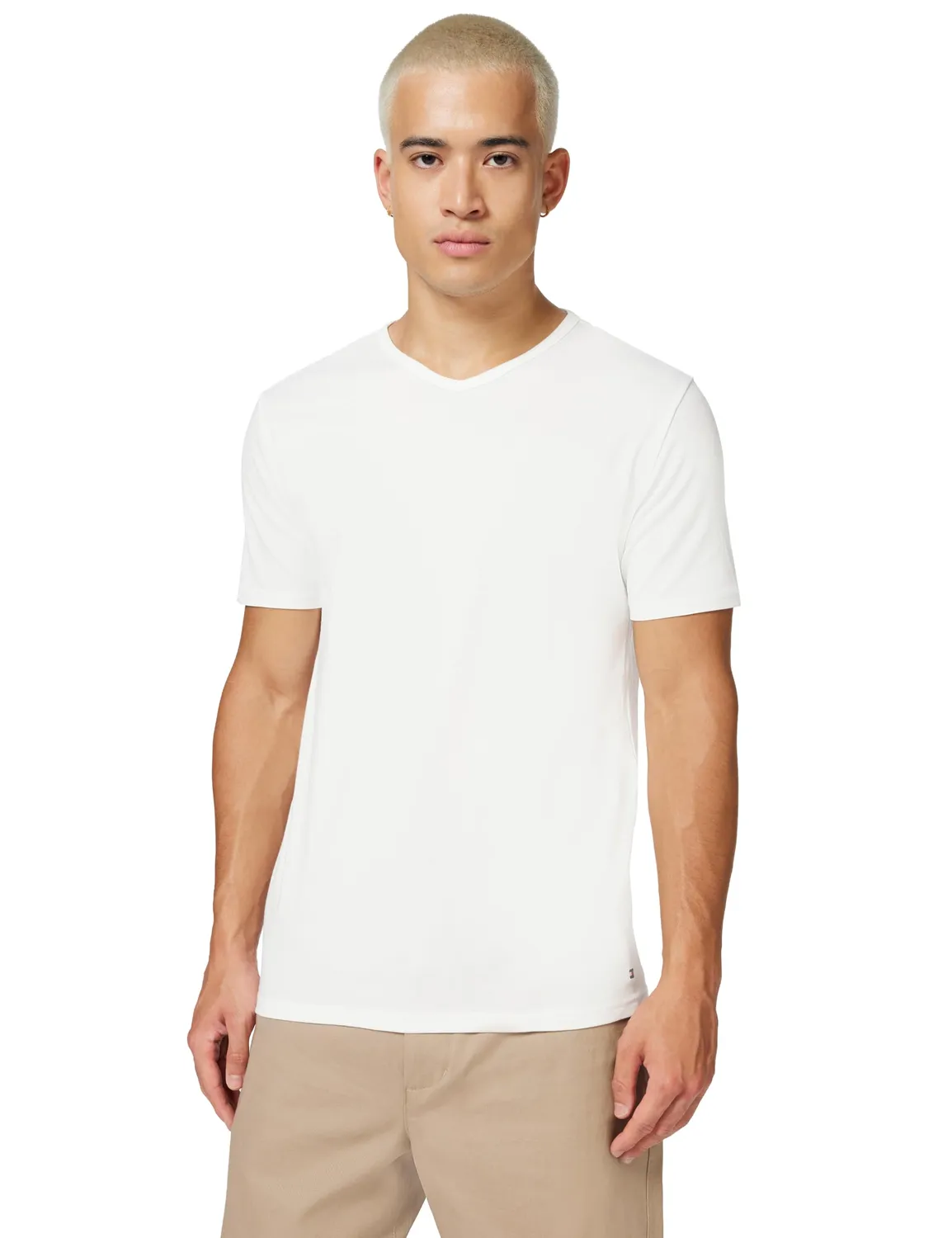 Tommy Hilfiger Stretch Scollo a V Maglietta Uomo 3 Pezzi Bianca