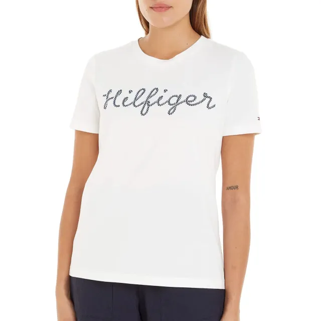 Tommy Hilfiger Reg Rope Puff Top Donna Bianco Ecru Cotone