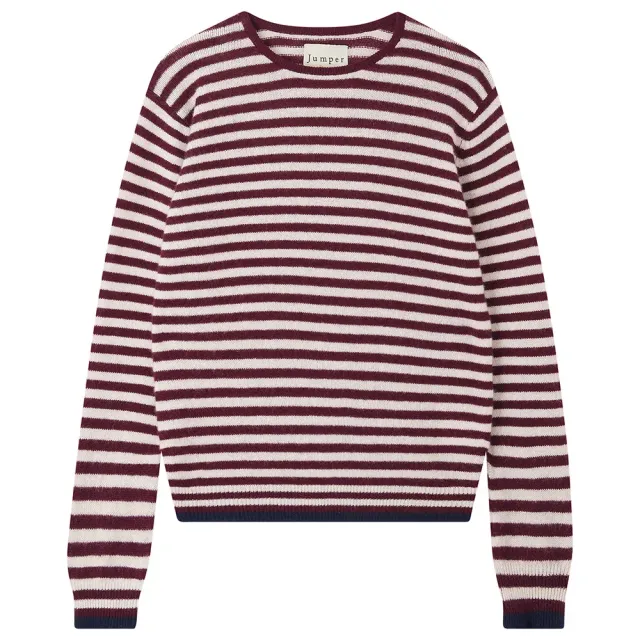 Jumper 1234 Cashmere Tipped Little Stripe Crew maglione bordeaux
