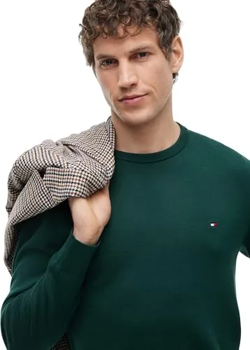 Tommy Hilfiger Essential maglione girocollo verde ornamentale M cotone