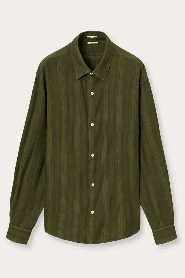 Massimo Alba Boxy camicia uomo moss green cotone