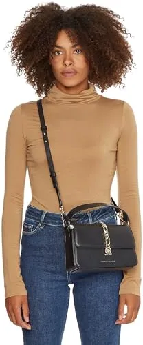 Tommy Hilfiger Chain Leather tracolla donna piccola nera