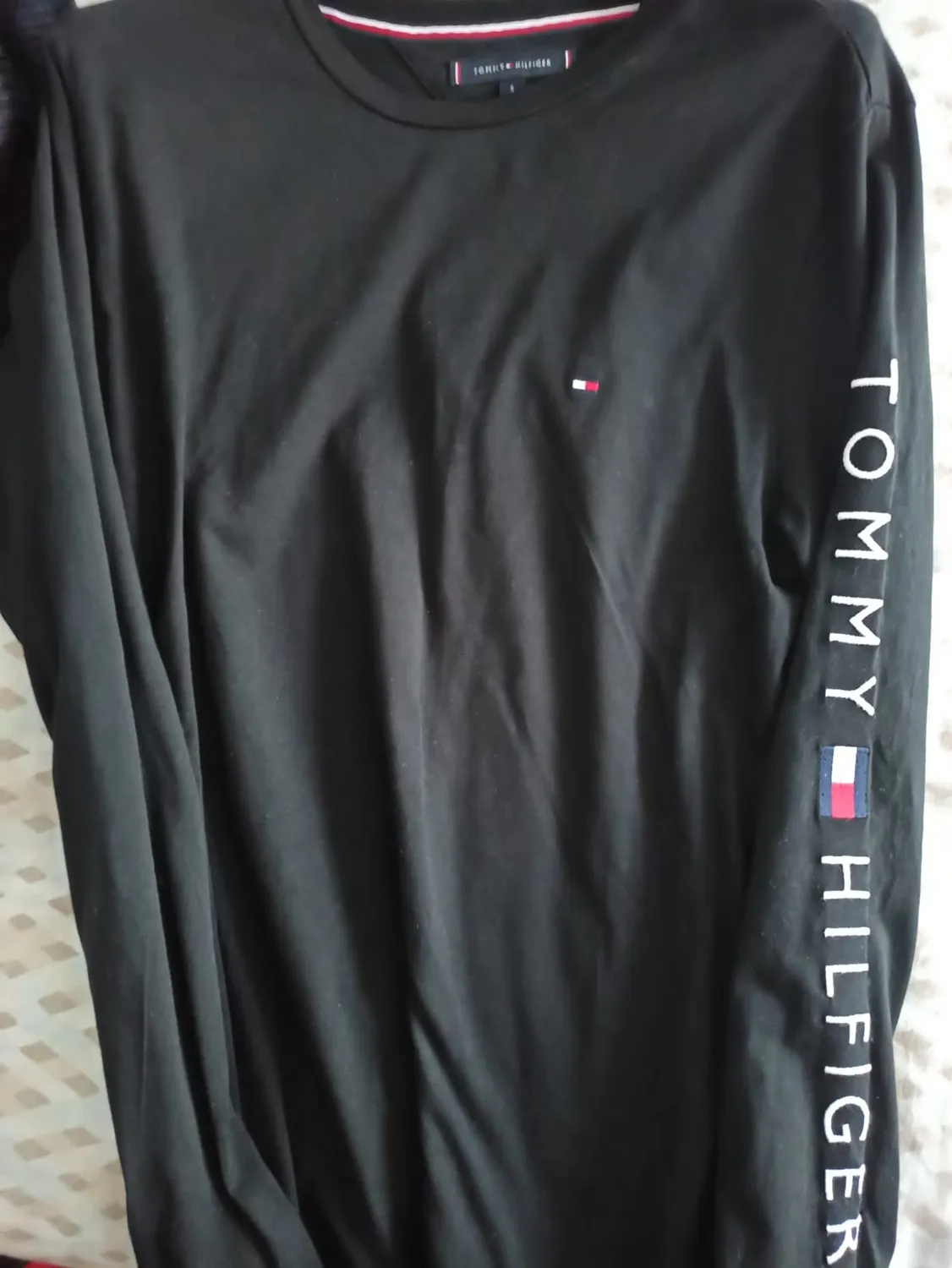 Tommy Hilfiger Logo maglia uomo maniche lunghe cotone nera