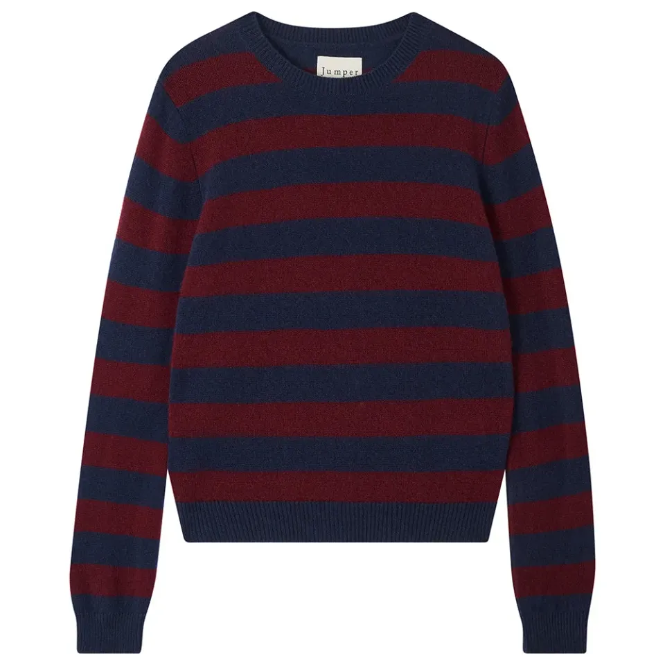 Jumper 1234 Stripe Crew maglione cashmere navy burgundy