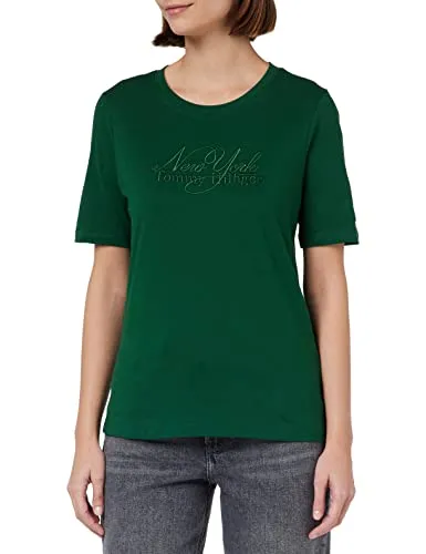 Tommy Hilfiger WW0WW37351 t-shirt donna in cotone spazzolato