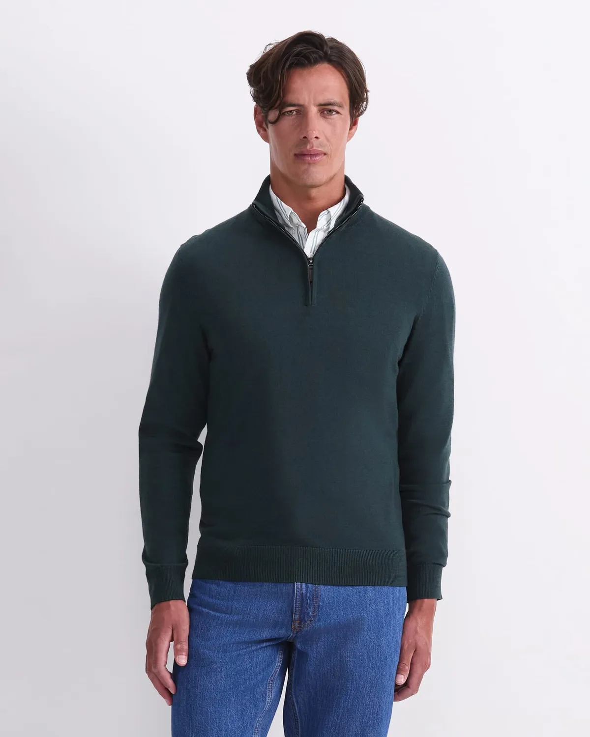 Sportscraft Merino maglione uomo lana zip corta