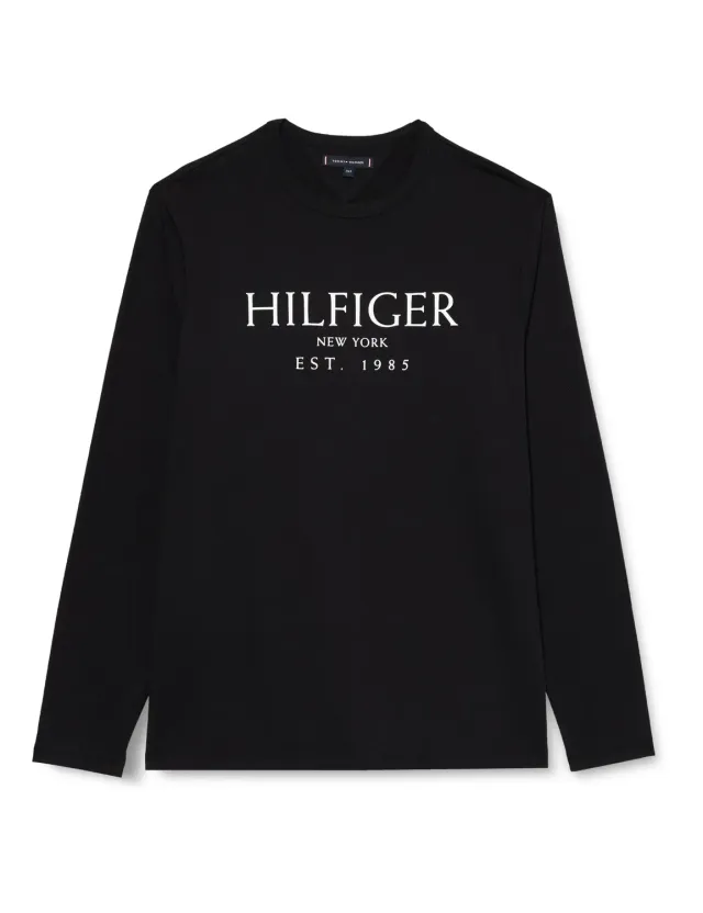 Tommy Hilfiger maglietta maniche lunghe nera girocollo