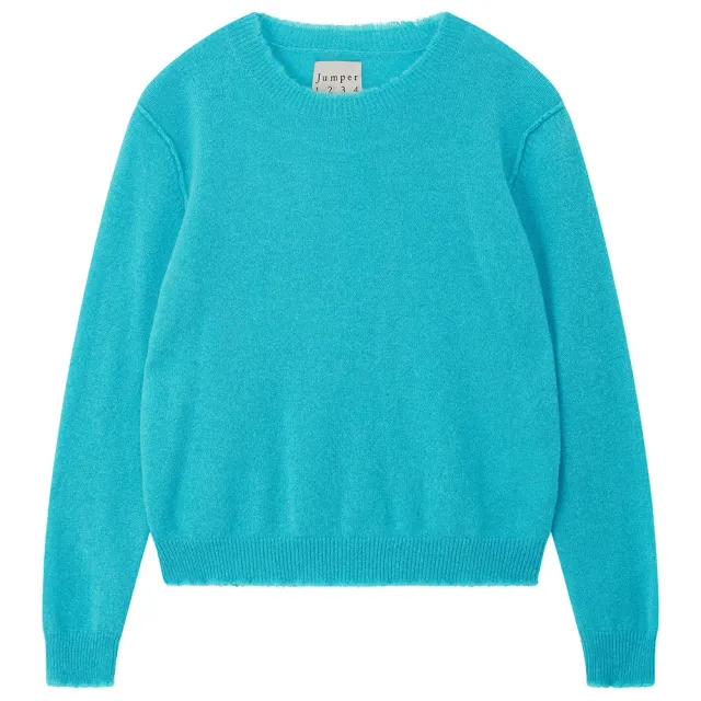Jumper 1234 Cashmere Distressed Crew maglione turchese