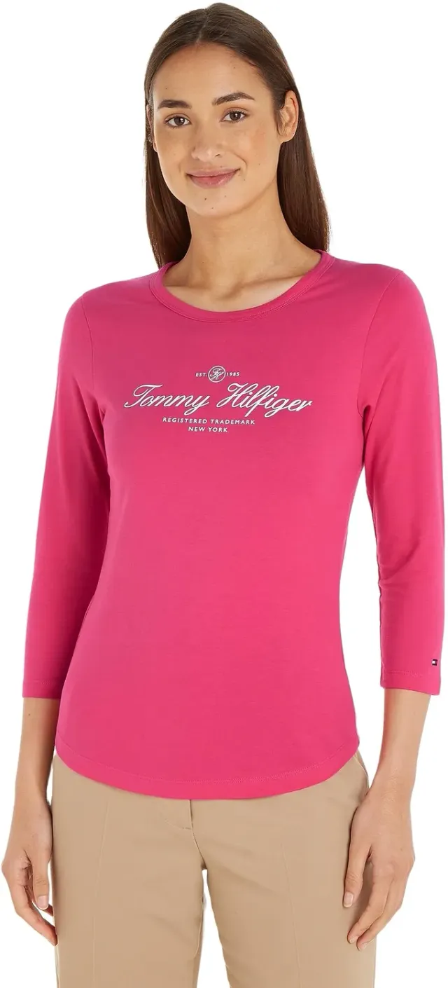 Tommy Hilfiger Open-Neck Basic maglia donna maniche lunghe
