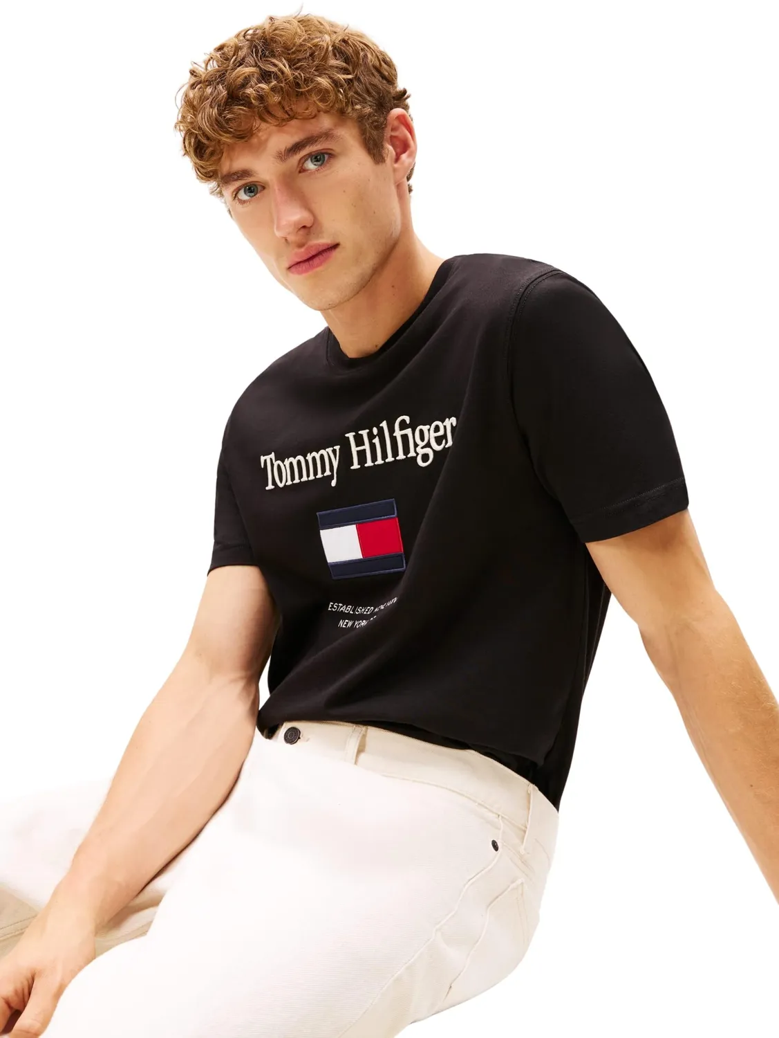 Tommy Hilfiger Flag MW0MW42736 maglietta uomo M ricamo