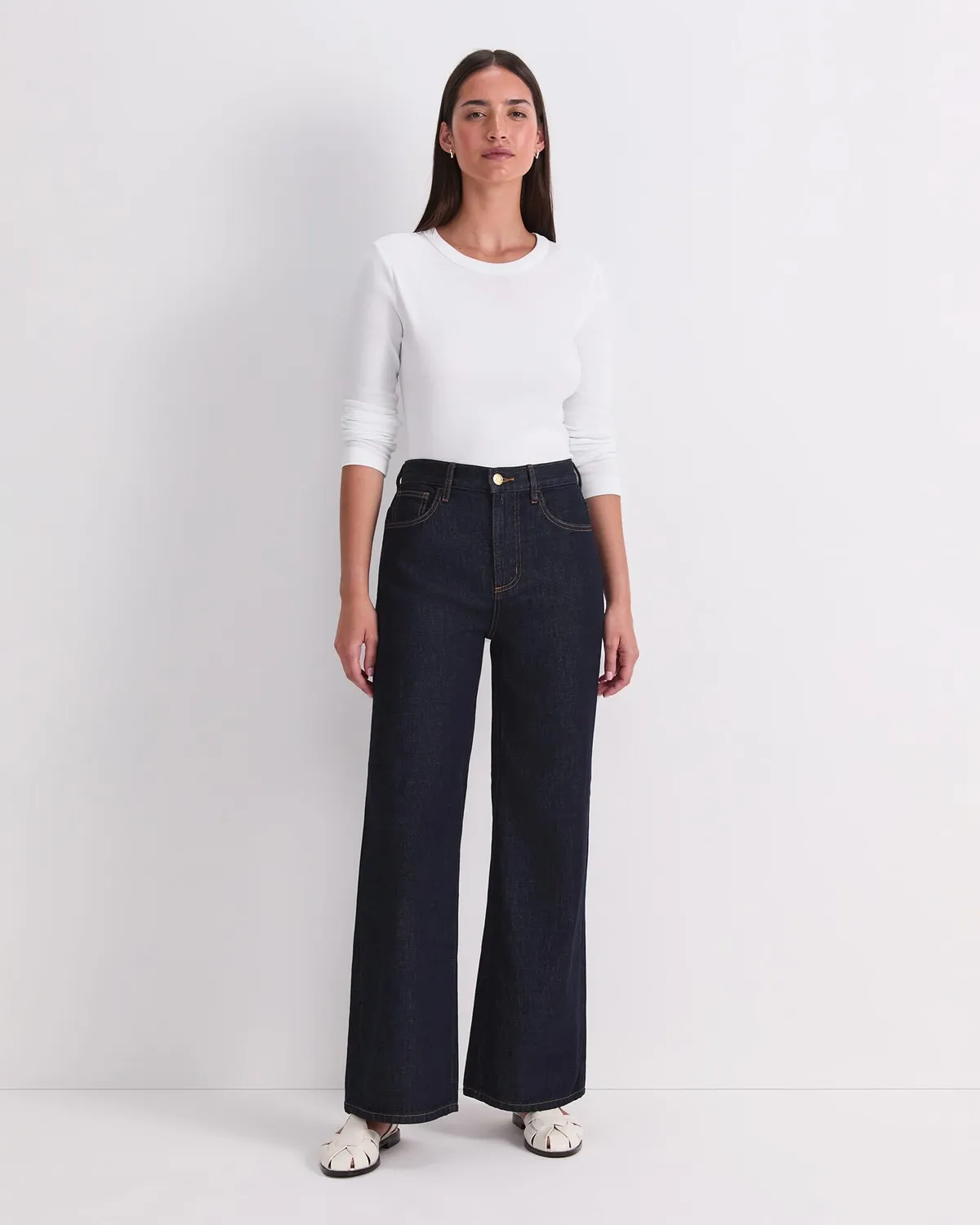 Sportscraft Simmi Wide Leg jeans bianchi gamba larga