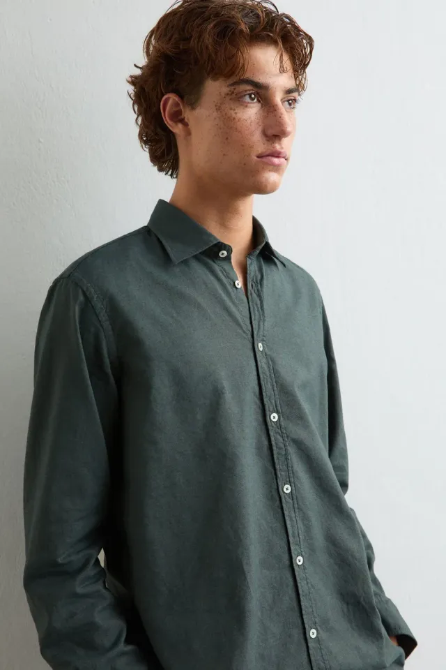 Massimo Alba Genova camicia cotone verde forest night