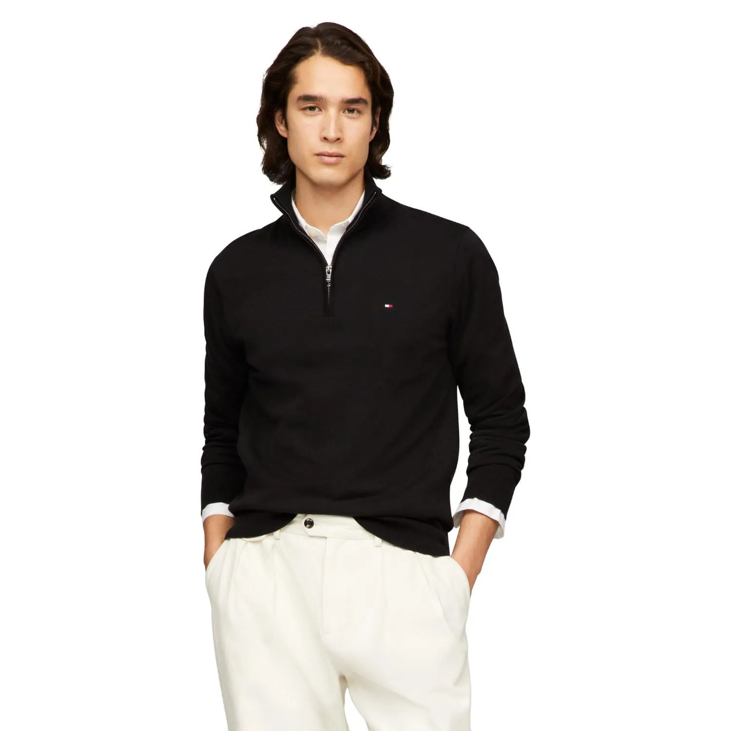 Tommy Hilfiger Racking Structure maglione zip cotone Vessel Blue