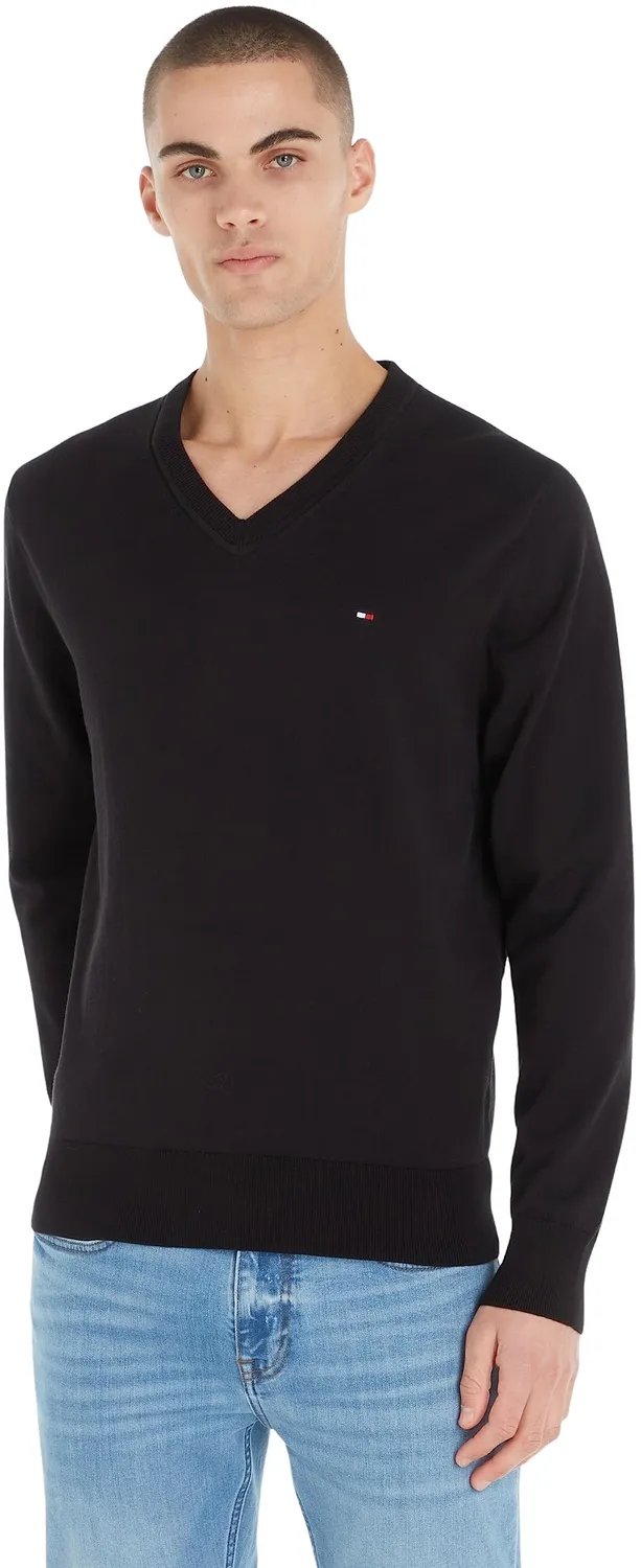 Tommy Hilfiger V-Neck pullover uomo grigio scollo a V elegante