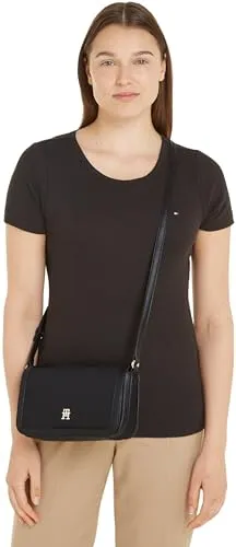 Tommy Hilfiger Essential Flap Crossover borsa donna nera piccola