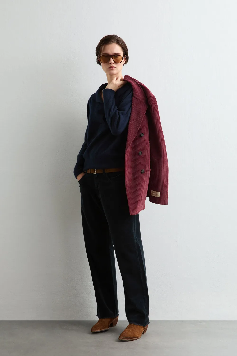 Massimo Alba Lucy polo donna blu cashmere boxy