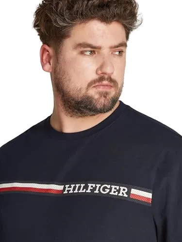 Tommy Hilfiger Chest Stripe Maglia Maniche Lunghe Uomo XXL Blu
