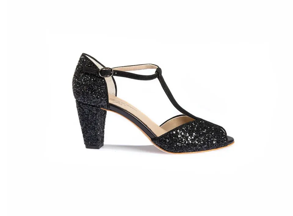 LOL Roma Anniel Butterfly sandali glitter nero tacco 7