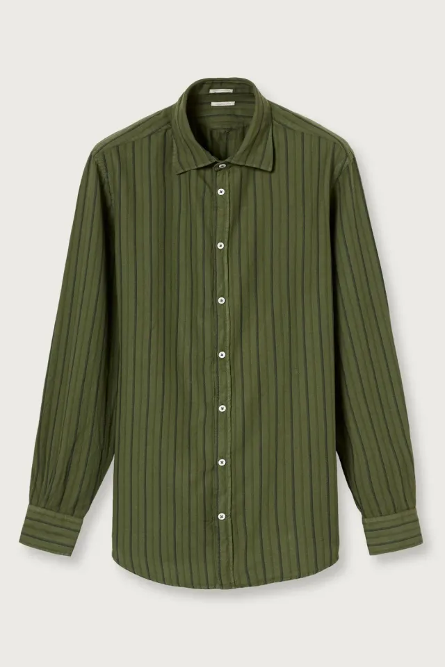 Massimo Alba Genova camicia uomo moss green cotone
