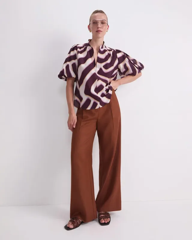 Sportscraft Penny blusa cotone seta manica corta fantasia