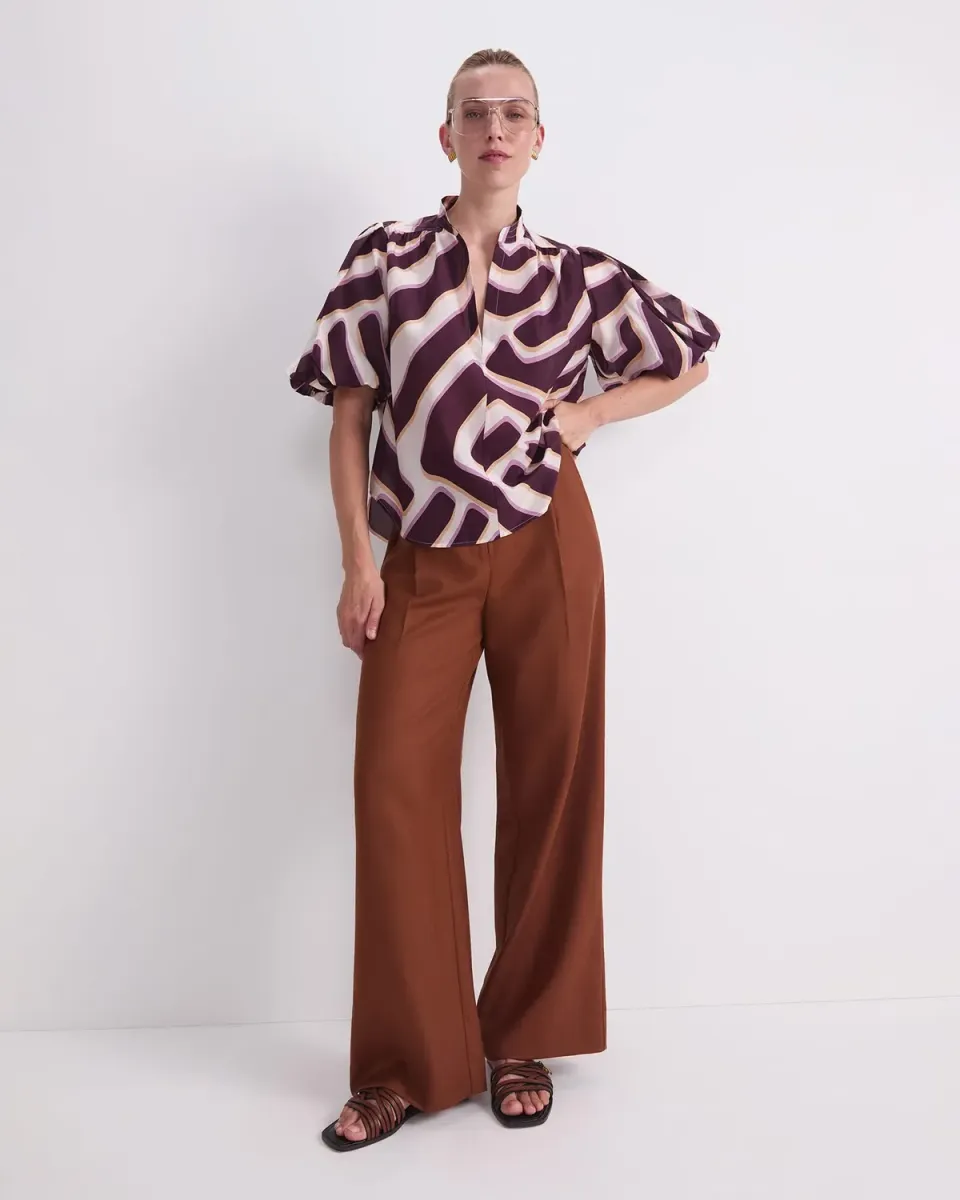 Sportscraft Penny blusa cotone seta manica corta fantasia