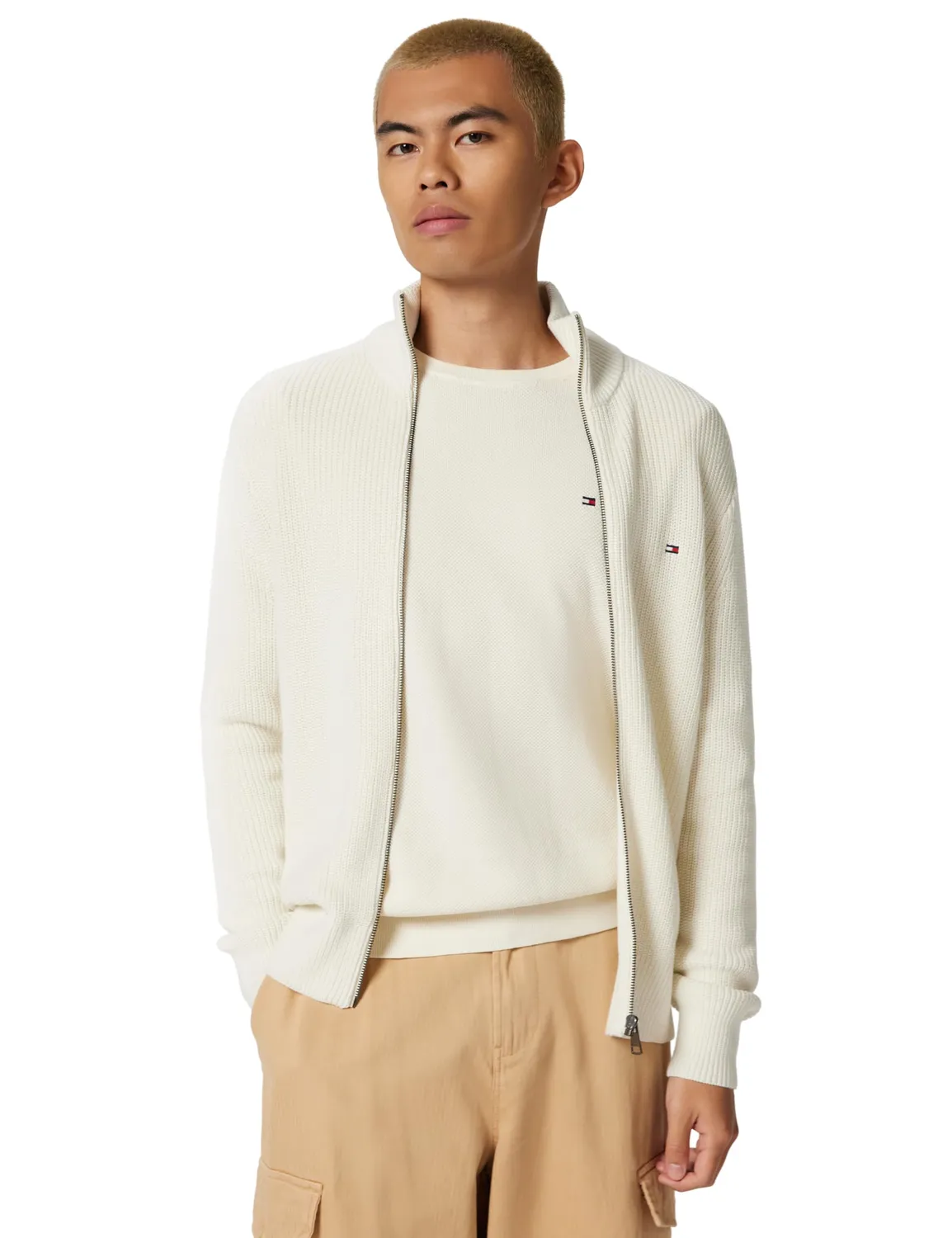 Tommy Hilfiger Zip Through cardigan uomo blu cotone
