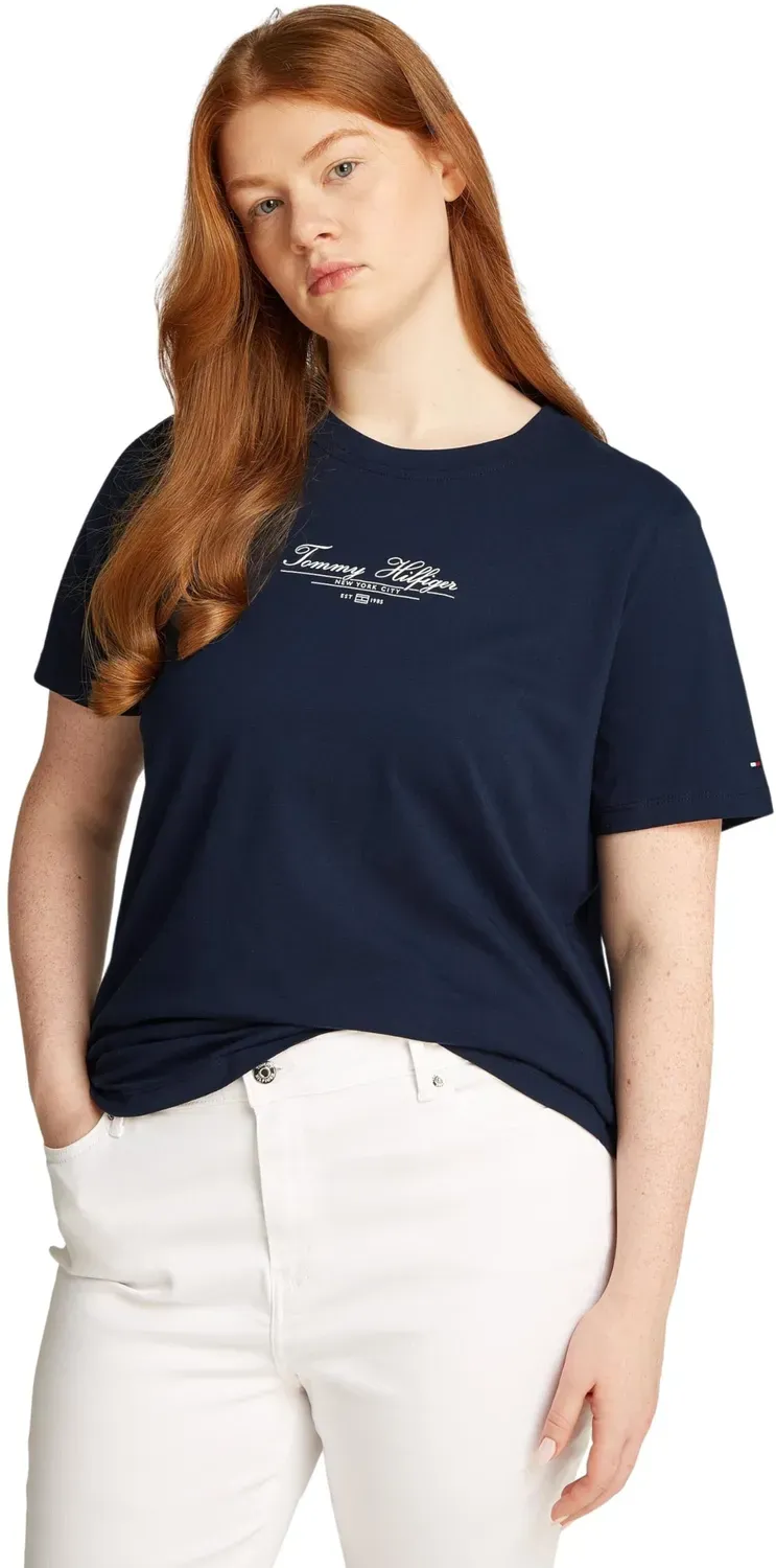 Tommy Hilfiger Script Crew Neck Regular Fit t-shirt blu navy
