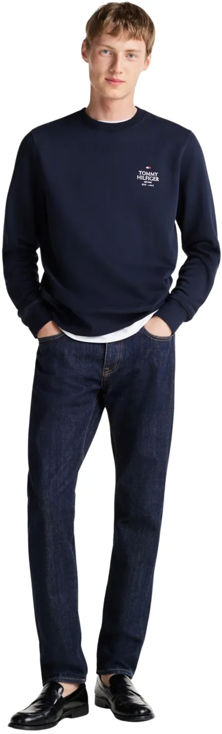 Tommy Hilfiger Stack felpa girocollo uomo blu Desert Sky