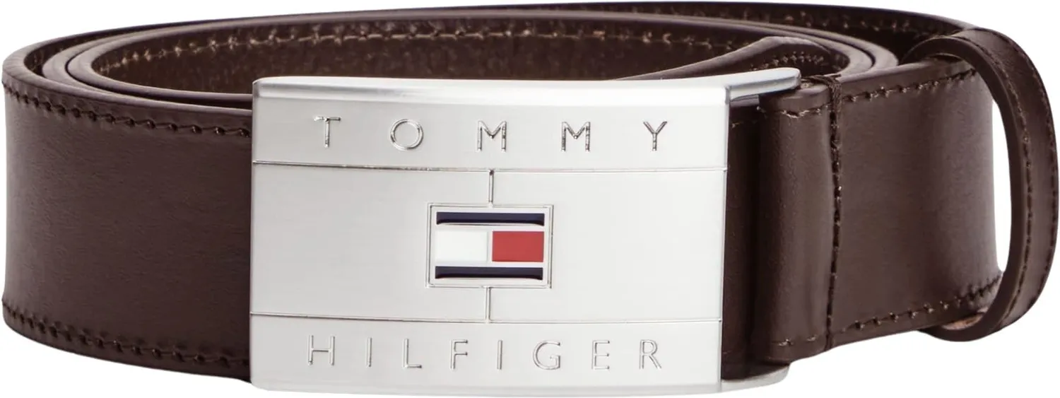 Tommy Hilfiger Flag Plaque AM0AM14322 cintura uomo nera fibbia