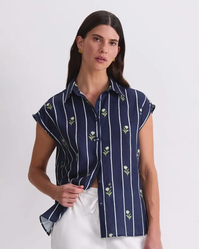 Sportscraft Hampton camicia lino donna righe floreali
