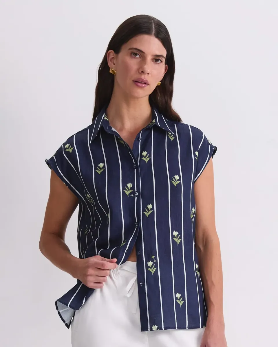 Sportscraft Hampton camicia lino donna righe floreali