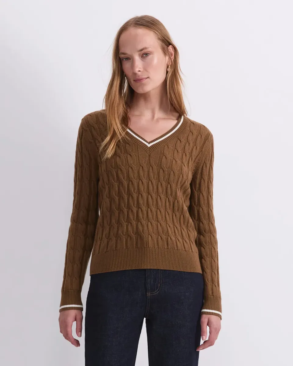 Sportscraft Merino Cable maglione lana merino scollo V