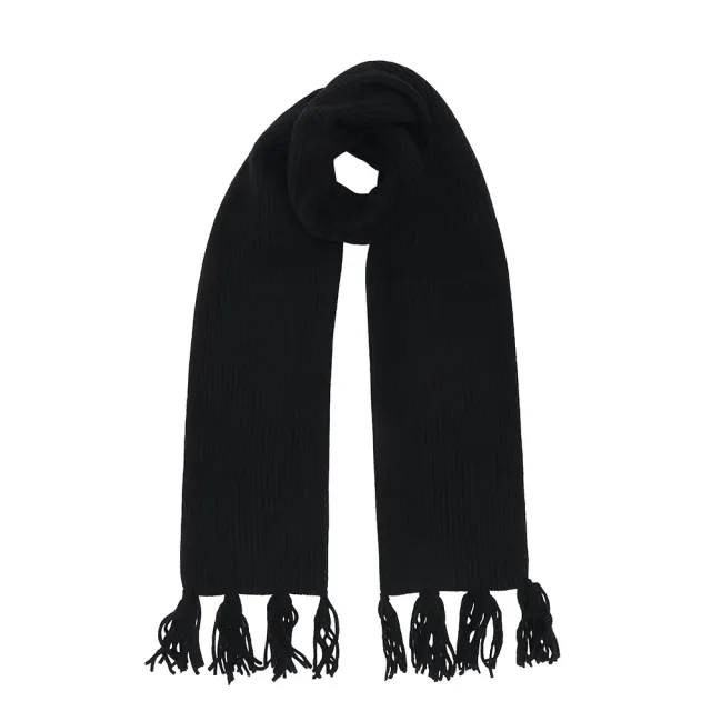 Jumper 1234 Merino sciarpa nera a coste con nappe