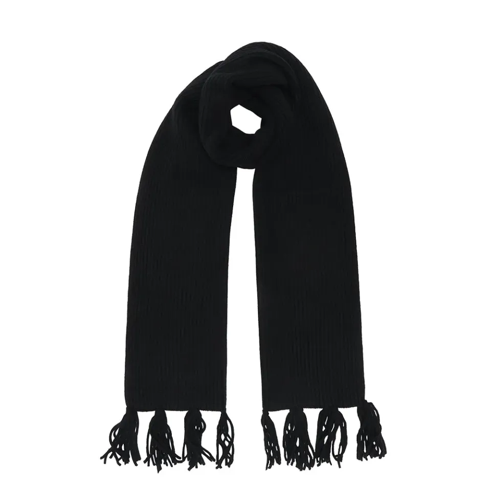Jumper 1234 Merino sciarpa nera a coste con nappe