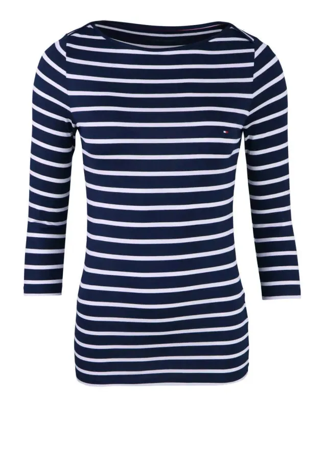 Tommy Hilfiger Heritage Top Maglia Donna Scollo Barca Righe