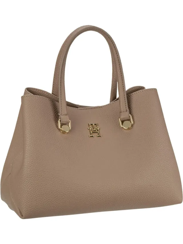 Tommy Hilfiger TH Emblem Small Satchel borsa donna Oat Milk