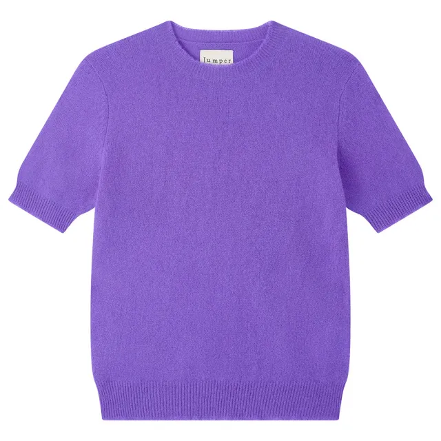 JUMPER 1234 Distressed T-Shirt maglietta cashmere viola leggero