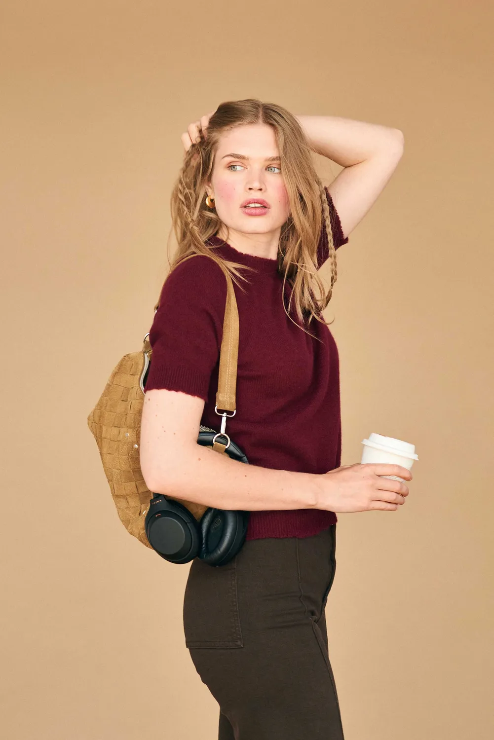 Jumper 1234 Cashmere Distressed T-Shirt maglia bordeaux