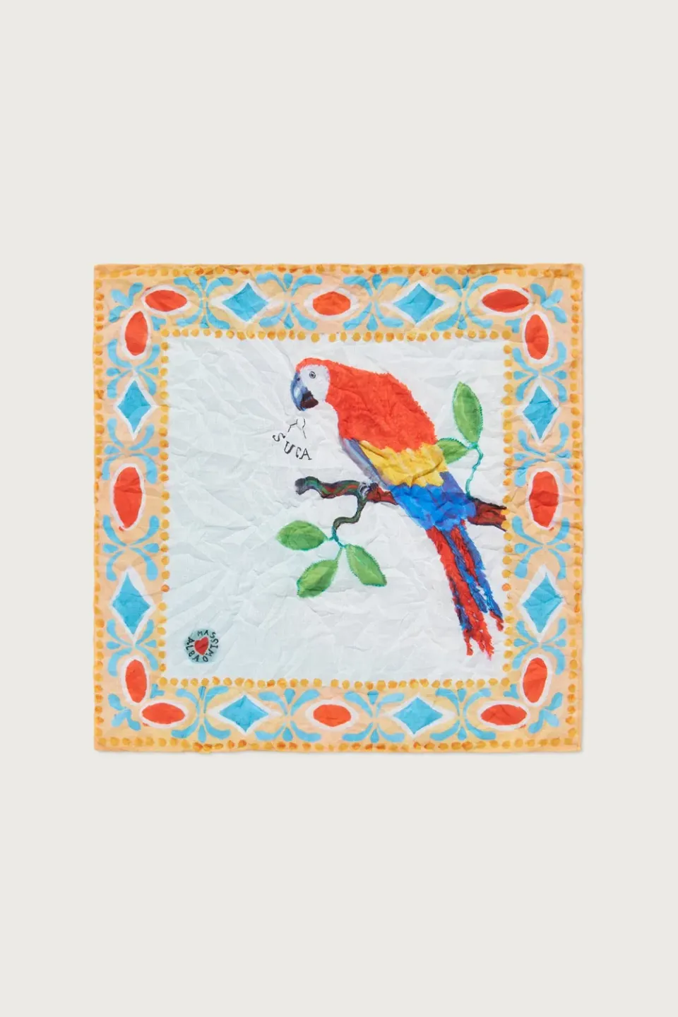 Massimo Alba HANKY1 fazzoletto pappagallo cotone 45x45