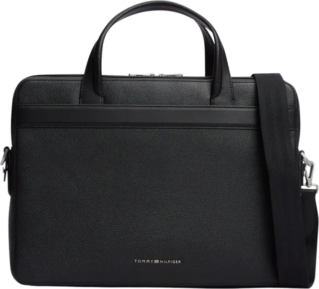 Tommy Hilfiger TH Business borsa porta computer pelle nera