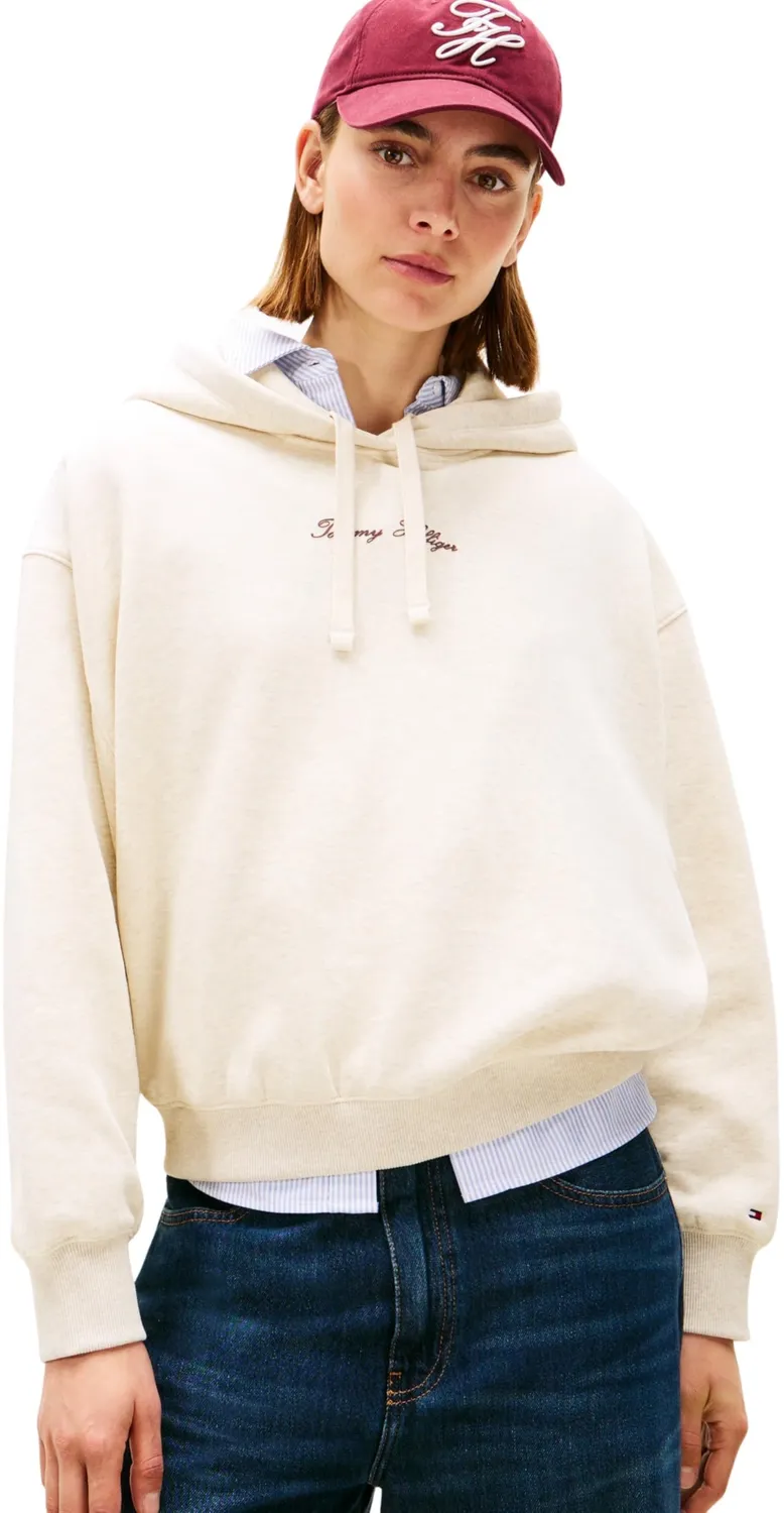 Tommy Hilfiger Classic Script Fleece felpa cappuccio donna
