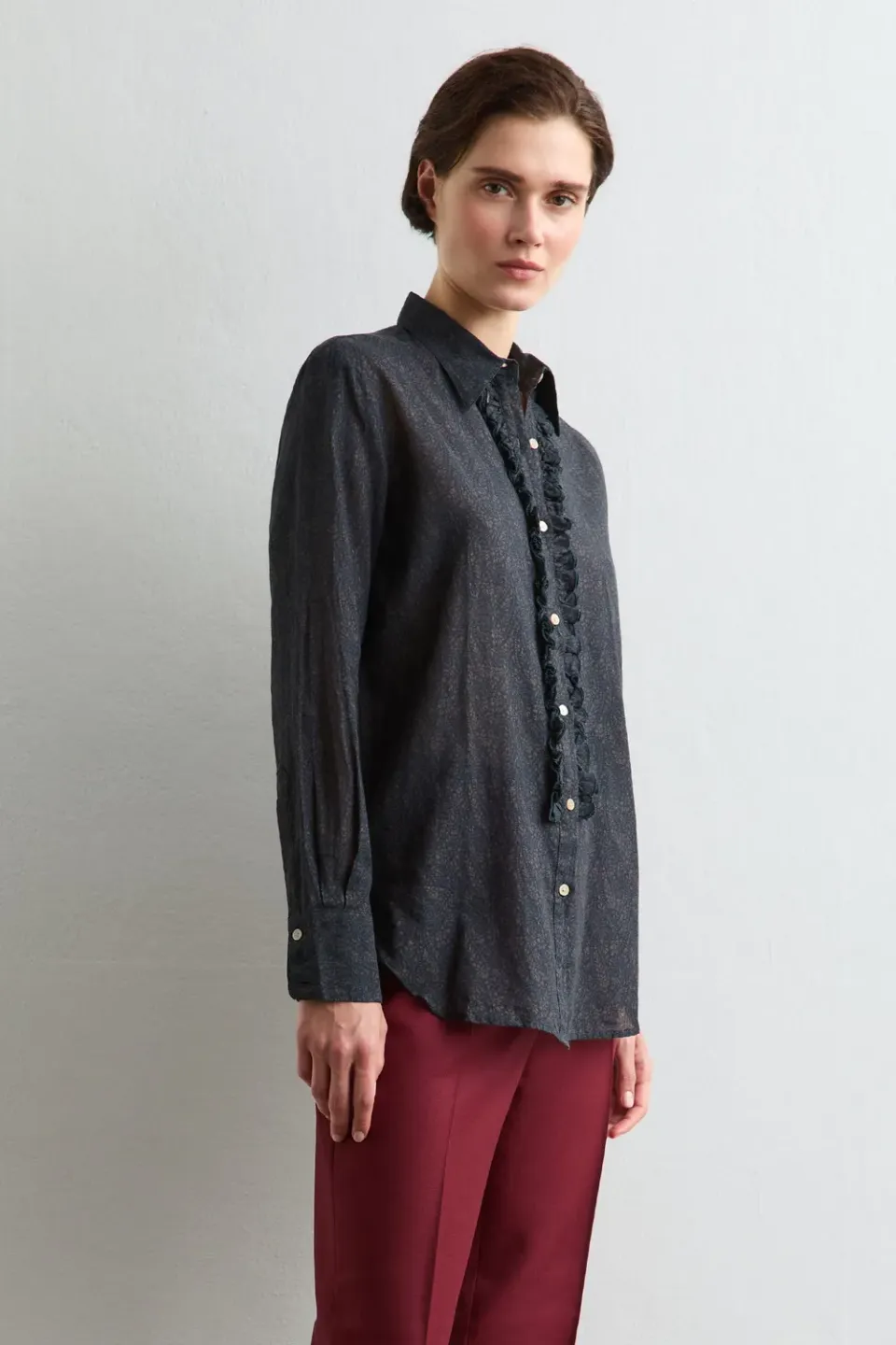 Massimo Alba Charlize camicia donna steel blue cashmere