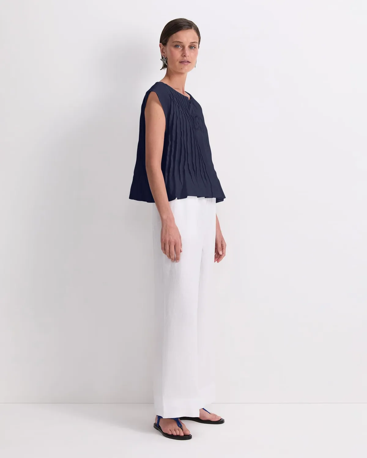 Sportscraft Ariana Pintuck Blouse blusa lino donna