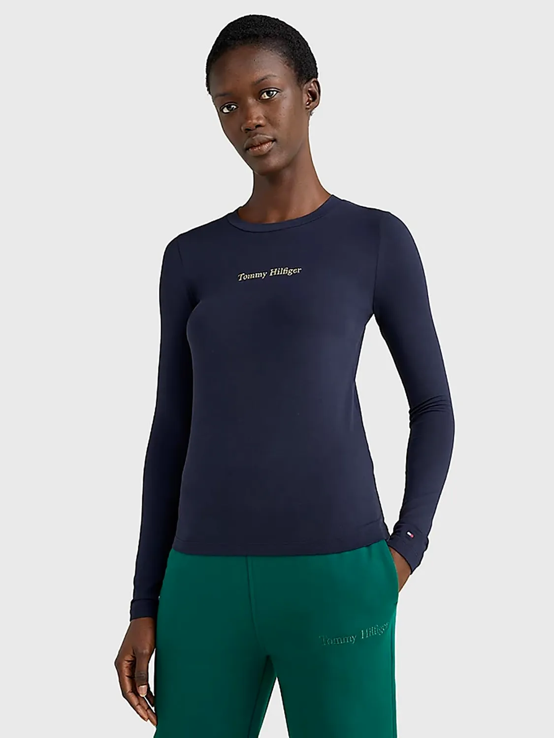 Tommy Hilfiger NY Metallic Basic t-shirt donna manica lunga slim