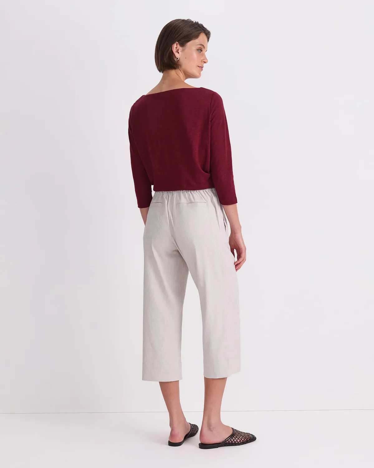 Sportscraft Rosa Crop pantaloni lino elasticizzati
