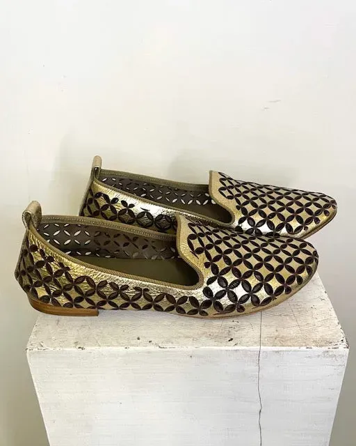 LOL Roma Mocassino Laserata loafer laminato oro