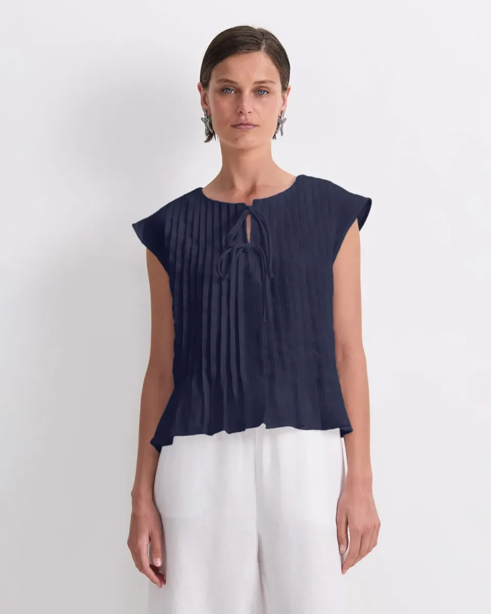 Sportscraft Ariana Pintuck Blouse blusa lino donna